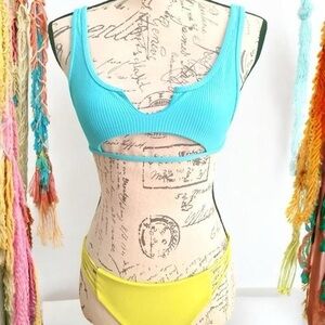 Vibrant Blue and Yellow Women's Bikini Set 0/2